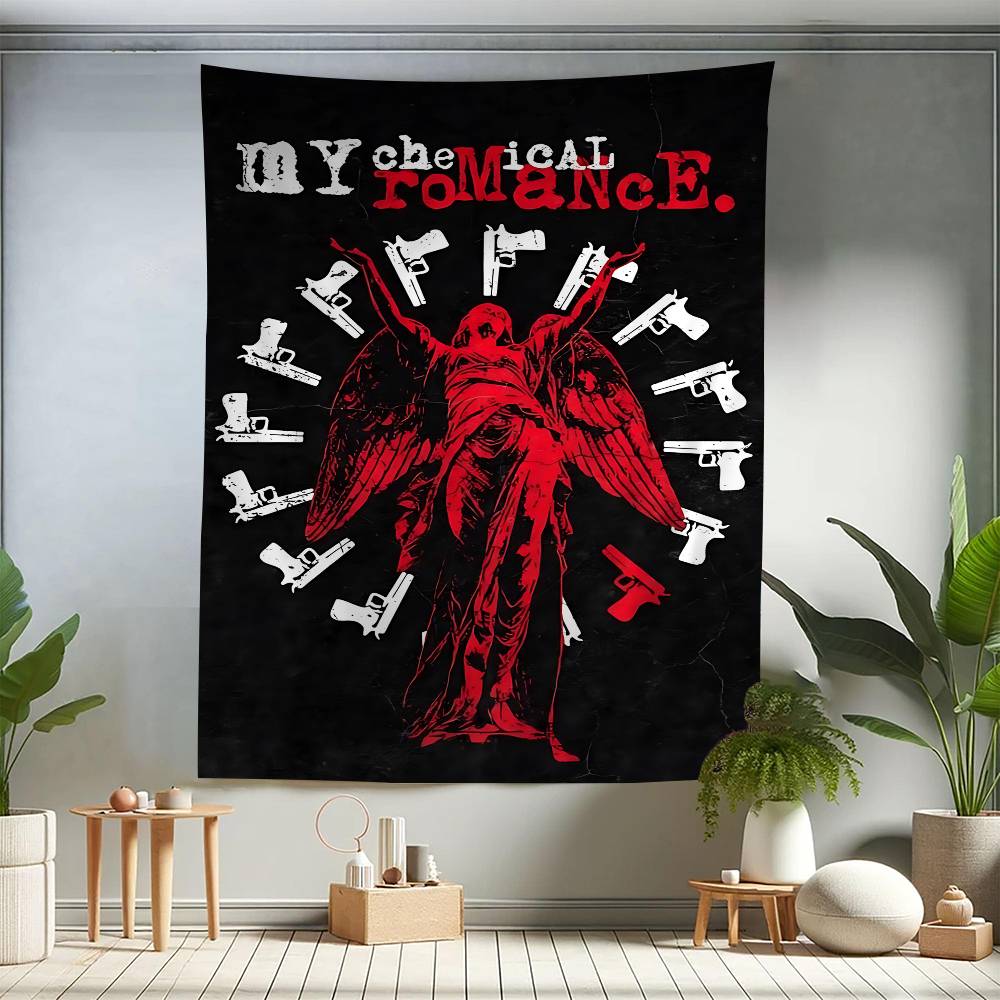 Popular Rock Band My Cchemical Romance Anime Tapestry Hippie Flower Wall Carpets Dorm Decor Wall Hanging Home Decor