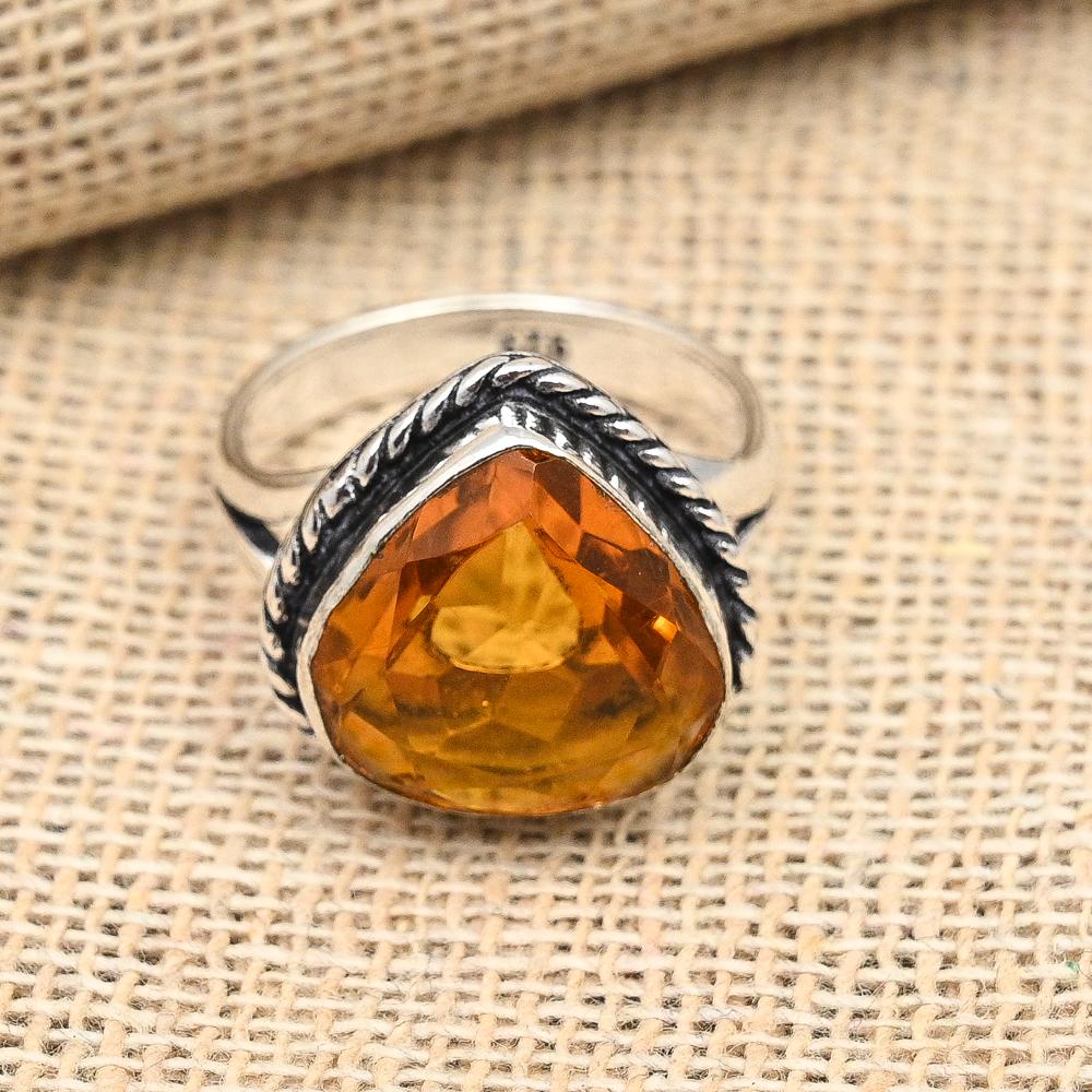 Honey Topaz Gemstone Handmade 925 Solid Sterling Silver Ring For Women