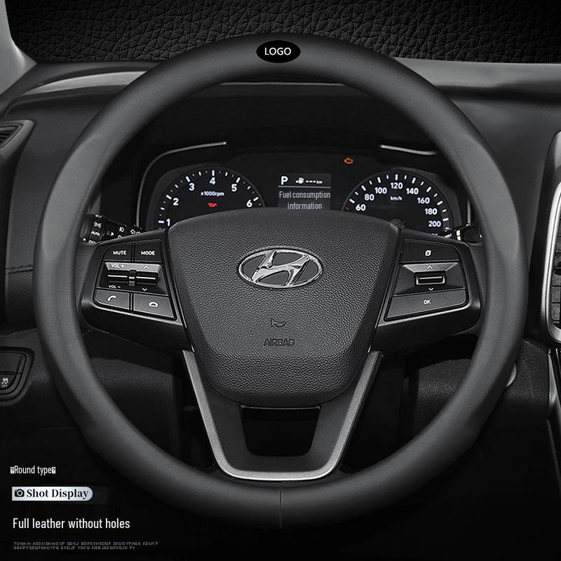 Hyundai Leather Steering Wheel Cover for Tucson, IX35, Sonata, Santa Fe, Elantra, Reina, Veloster