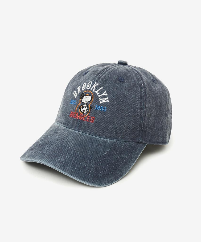 VTWO Brooklyn Snoopy Pigment Washed Ball Cap (Navy)