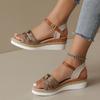 Women Summer Knotted Open Toe Ankle Strap Wedge Sandals Platform Thick Sole Casual Outdoor Shoes