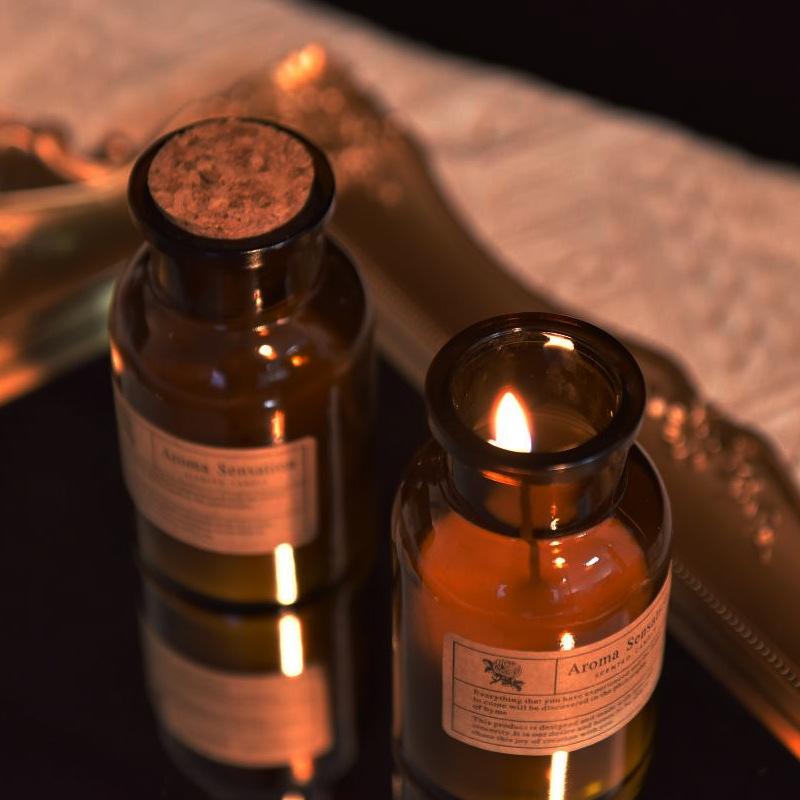 Niche Brown Apothecary Bottle Unscented Candle Wedding Souvenir Simple Creative Scented Candle