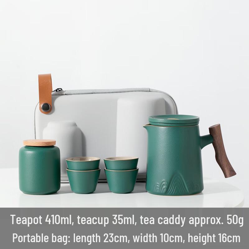 High-End Portable Ceramic Travel Tea Set with Tea Caddy