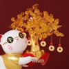 Lucky Cat Crystal Wealth Tree Ornament - High-End Housewarming Gift.
