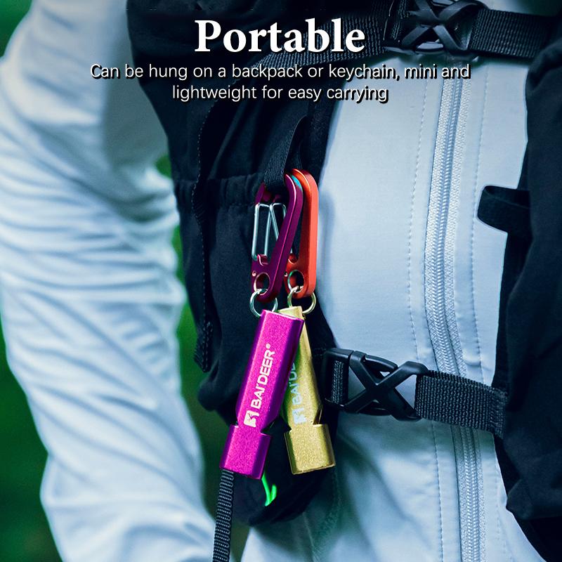 Aluminum Alloy High Decibel Whistle Keychain Double Pipe With Rope Camping Hiking Whistle 5 Colors Outdoors Portable Tools