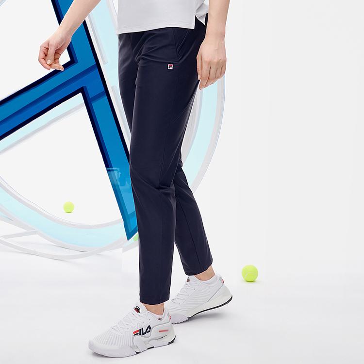 Fila Solid Color Athletic Knit Straight Leg Casual Pants Women Bottoms Dark-Blue A11W223602FNV