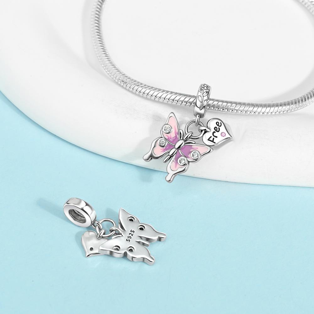 Charms Plata Butterfly Dragonfly Flower Copper Plated For Charms Copper Plated Original Bracelet For Jewelry Making