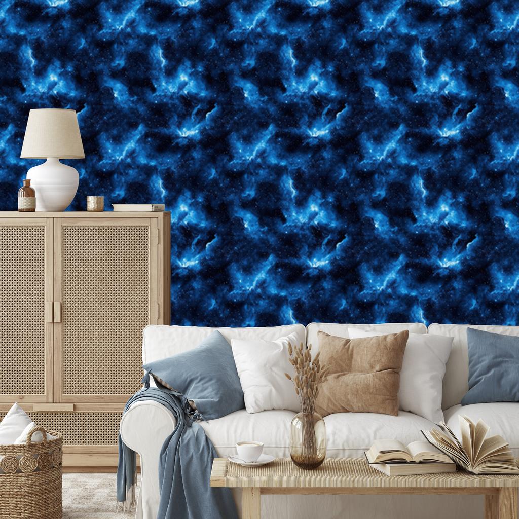 Watercolor Galaxy Navy Blue Wallpaper, Fine Detail 50x1000