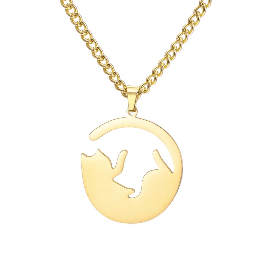Fashion Minimalist Women Cat Pendant Necklace Delicate Collarbone Chain Elegant Small Jewelry Gift