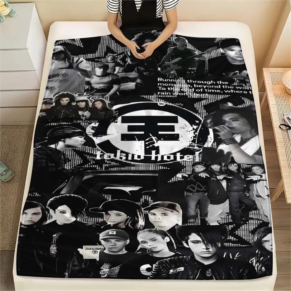 1Pc TH Band Print Flannel Blanket, High Quality Comfortable for All Seasons, Home Decor, Warmth and Comfort, Perfect for Christmas Gifts