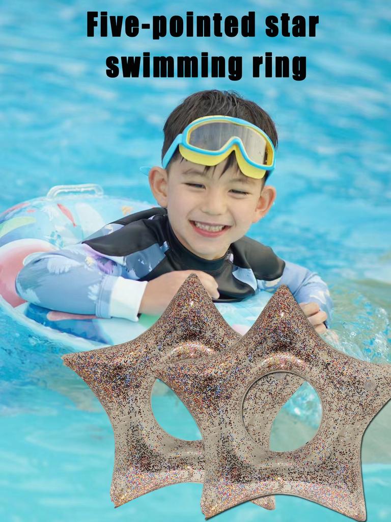 3pcs Five-pointed Star Sequin Transparent Swimming Ring Children Adult Water Sports Pool Ring Floating Beach Party Toy