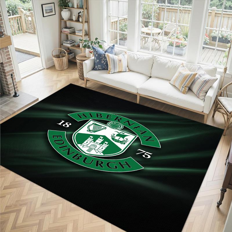 Hibernian FC Design Crystal Velvet Carpet Cozy Non?Slip Printed Rug For Bedroom Living Room Entrance