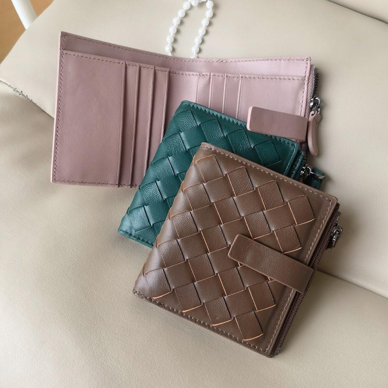 Handwoven Genuine Leather Wallet Men Women - Bi-Fold Coin Pouch Card Holder In Sheepskin Fashionable Business Style