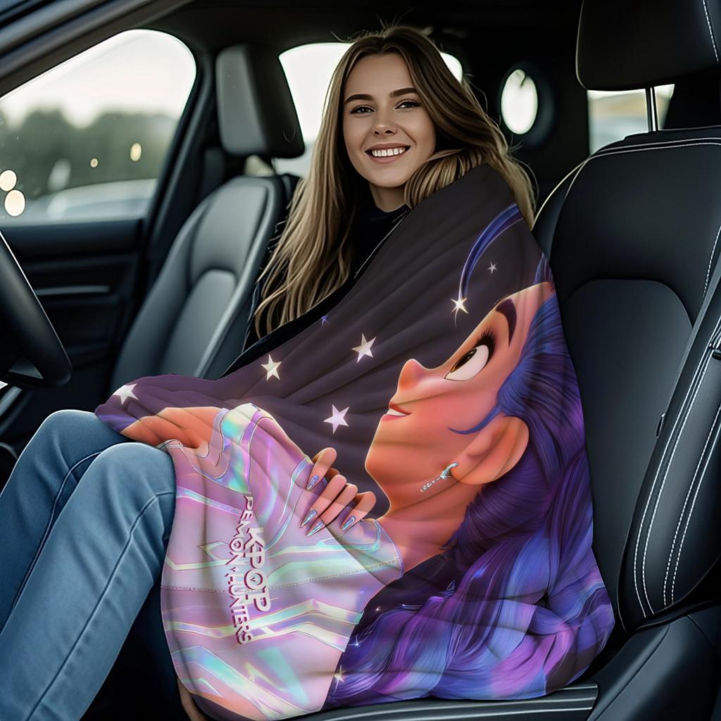 K-Pop Hot Anime Lovely Rumi Print Fleece Throw Blanket Fans Must-Have Gift Quality Soft Warm Blanket for Travel Picnic Home