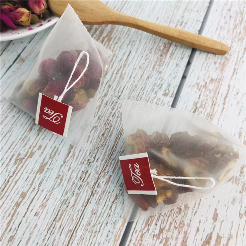 XXUB 100 Pieces Disposable Empty Tea Bag Nylon Fold Close Heat Seal Filter Teabag Simple Disposable Nylon Tea Infuser Bag