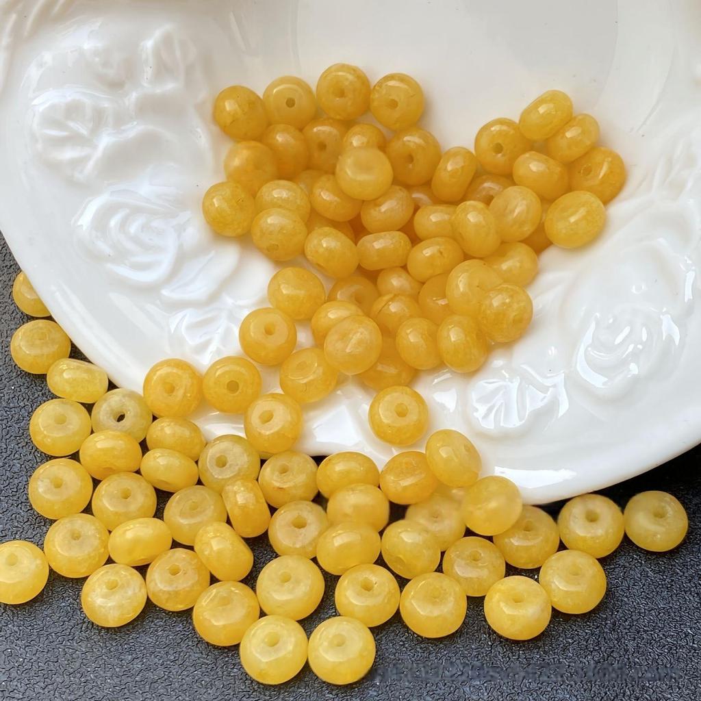 Colorful Chalcedony Abacus Spacer Beads: Oil Green & Amber for DIY Bracelet Bodhi Accessories