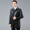 New Genuine Leather Jacket Men's Sheepskin Jacket Loose Large Size Plus Velvet Dad Leather Jacket Lapel Windbreaker