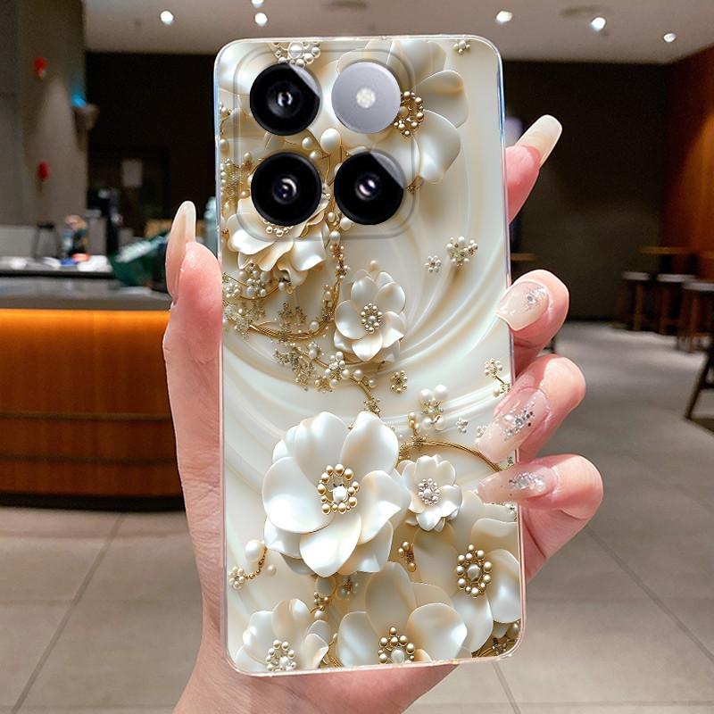 For Xiaomi 14T / Xiaomi 14T Pro Case Clear Luxury Fashion Butterfly Flower Soft TPU Silicone Casing Cover Transparent Phone Case