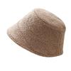 Solid color lamb wool bucket hat women's autumn and winter new simple warm and cold versatile wide brim casual ear protection bucket hat