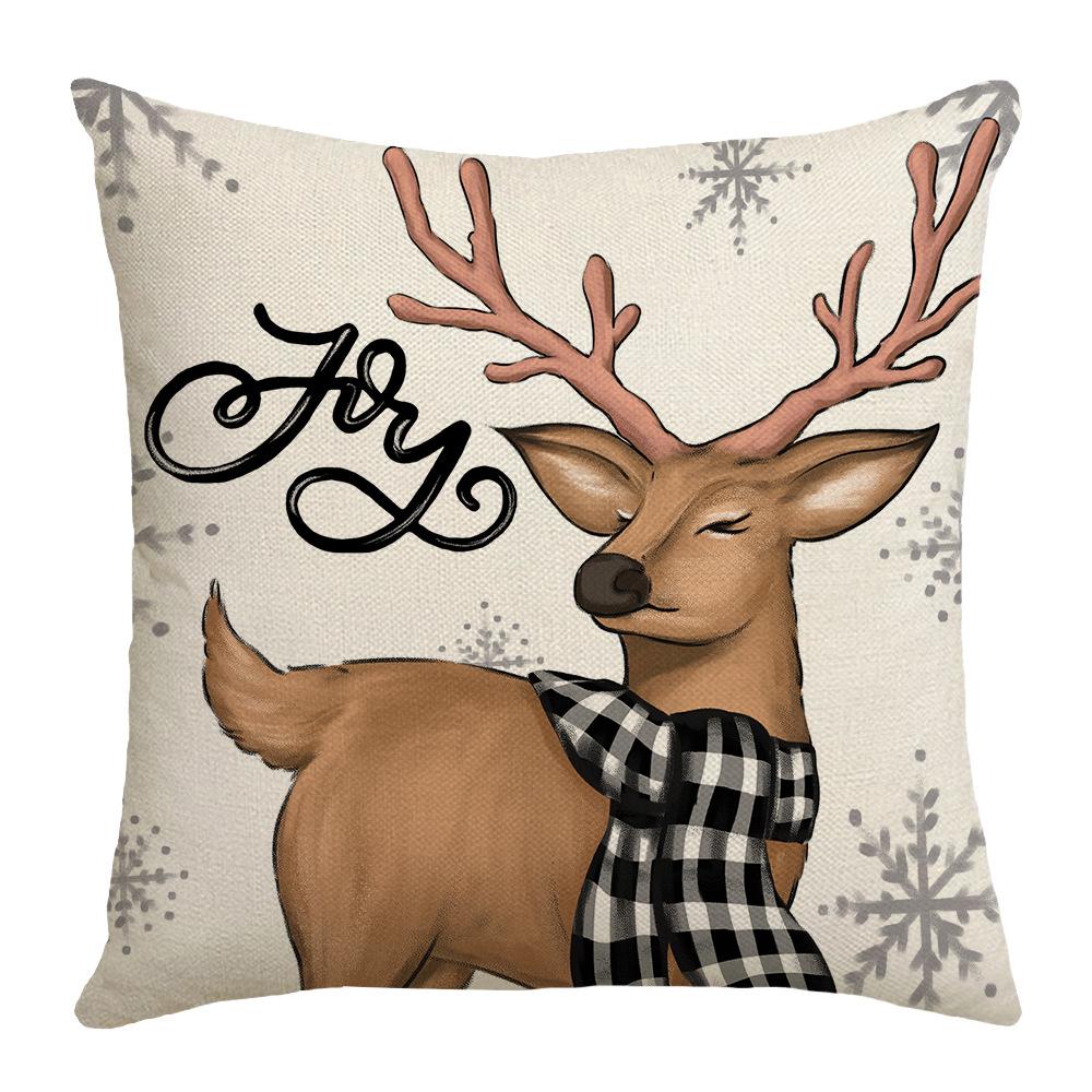 

New Cartoon Snowman Pillow Cover Christmas Series Reindeer Christmas Tree Sofa Living Room Pillow Cover 45 * 45Cm (without core)
