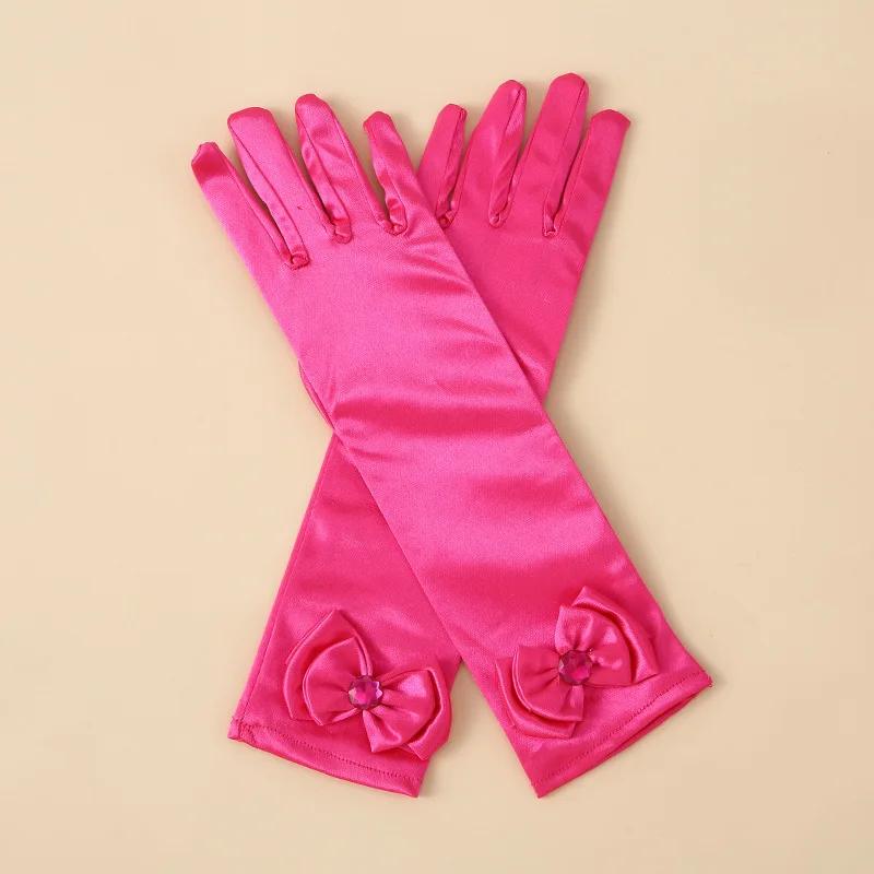 Overlapping bow ice and snow Elsa children's stage performance princess dress accessories satin gloves