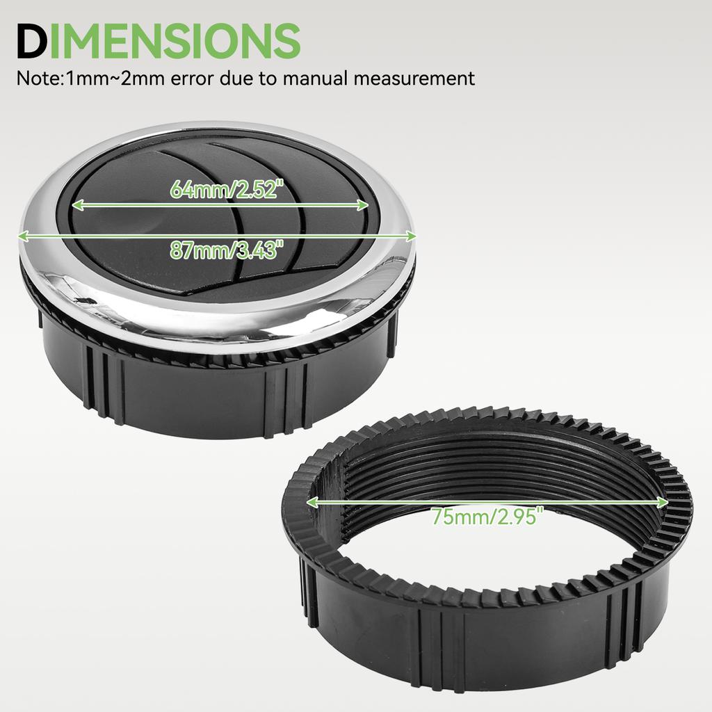 Universal Car Air Conditioner Deflector Outlet Round Air Vent Ducting Cover Outlet A/C Grille Deflector for RV Bus Truck Boat