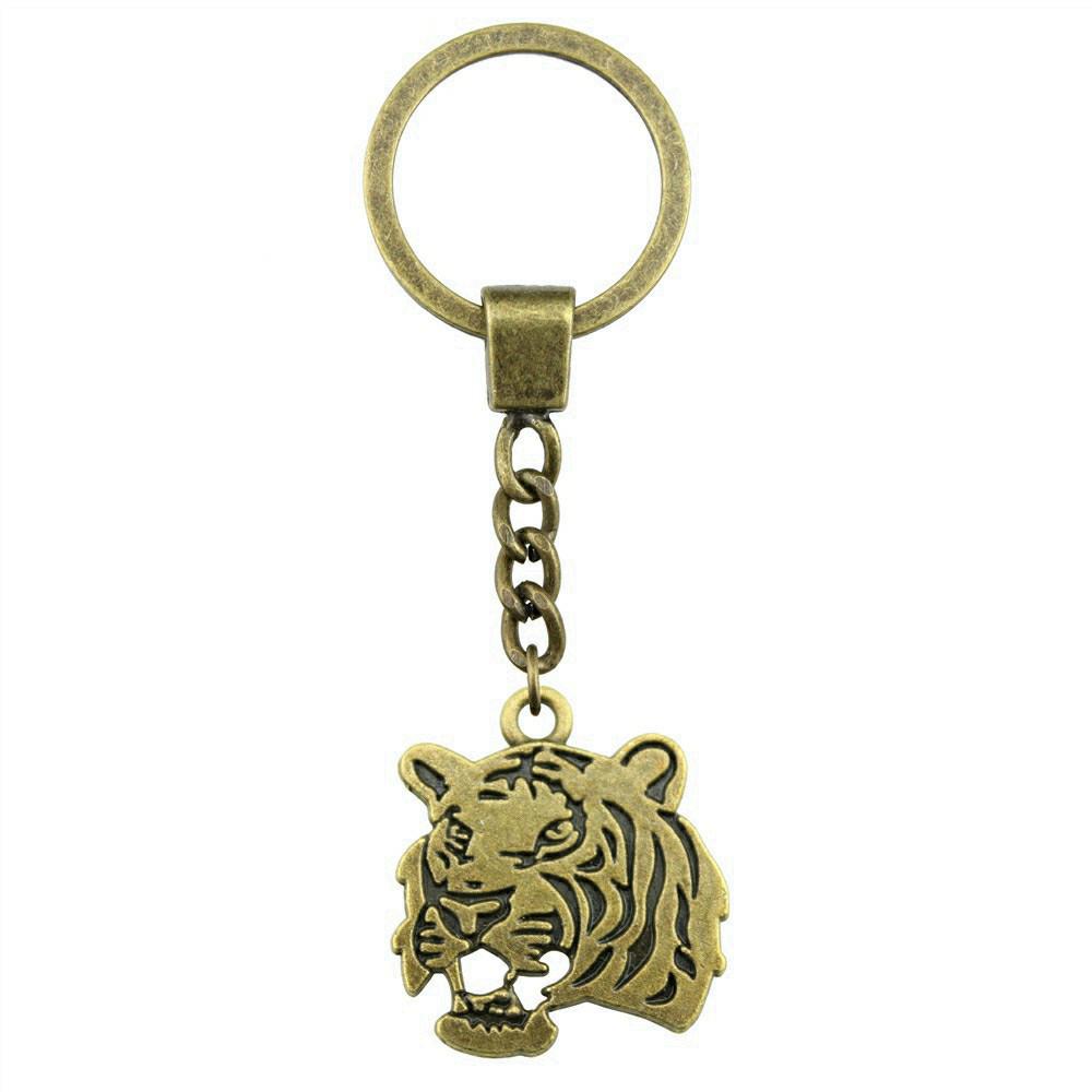 Dinosaur Animal Prehistoric Creature Pendant Antique Bronze Metal Keychain with 30mm Ring for Women High Quality