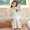 100% Cotton Long Sleeve Pajama Set Girls Cartoon Print Sleepwear Home Wear Fall Comfortable Kids Nightwear