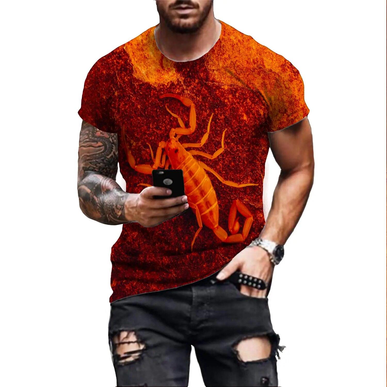 

Мужские футболки, классическая футболка с 3D принтом животного Скорпиона, новинка, футболка в стиле хип-хоп с короткими рукавами, уличная футболка