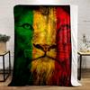 Lion Face with Green, Yellow, Red Colors Flannel blanket for bedroom, living room, sofa, and nap sofas