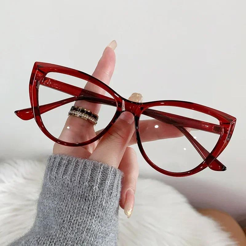 New Fashion Ladies Cat Eye Frame Myopia Glasses Luxury Design Blue Light Blocking Minus Eyeglasses Near Sight Eyewear 0 To -4.0