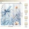 1/4Pcs Blue White Floral Dragonfly Bathroom Decor Set Waterproof Shower Curtain with Anti Slip Mat and Toilet Cover All Season Home Decor Gift