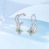 Curved Claw Snowflake Four-Leaf Star Stud Earrings For Women Shining Cubic Zirconia Fashion Ear Studs Daily Party Wear Jewelry