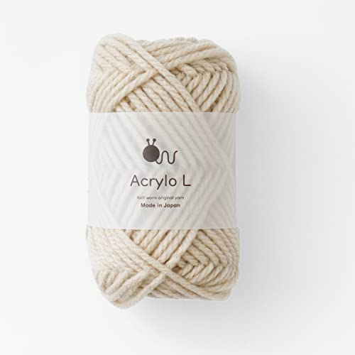 Rohwollgarn, Acrylo L, Extradick, 50g (ca. 55m), Hergestellt in Japan, 5-Kugel-Set (2. beige)
