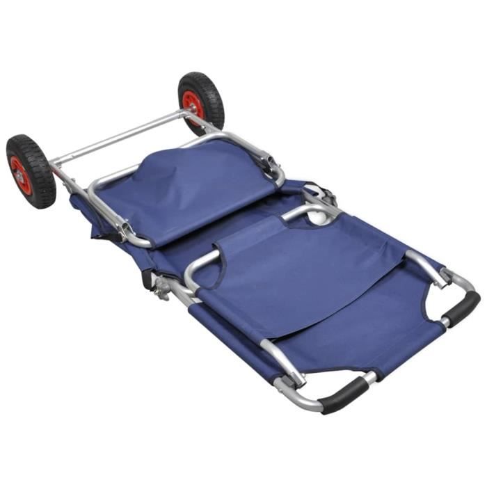 VidaXL Beach Cart with Wheels Portable and Foldable Blue
