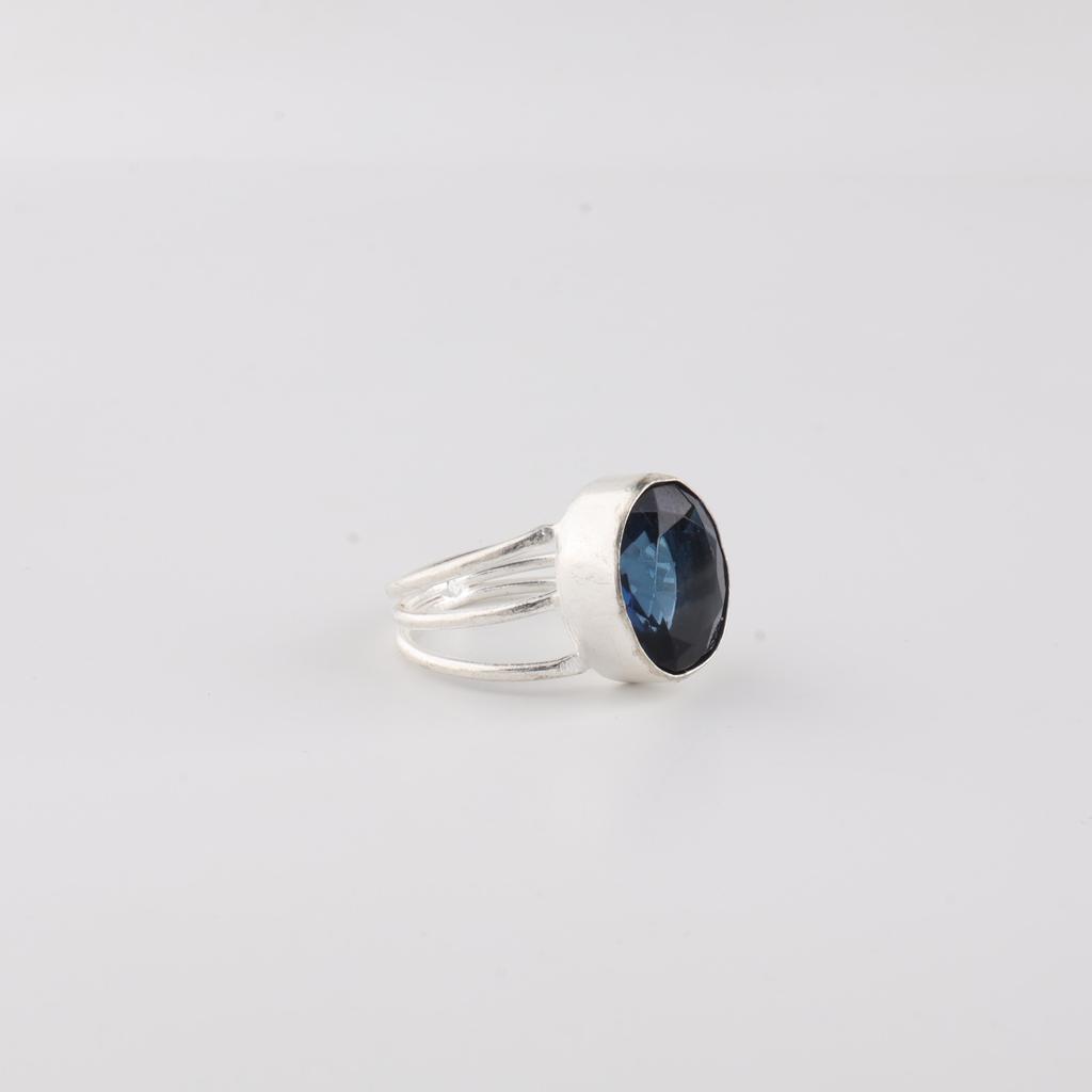 London Blue Topaz Gemstone Silver Ring, 925 Sterling Silver Handmade Topaz Jewelry, Women Wedding Ring, December Birthmonth Gift RR-73-3