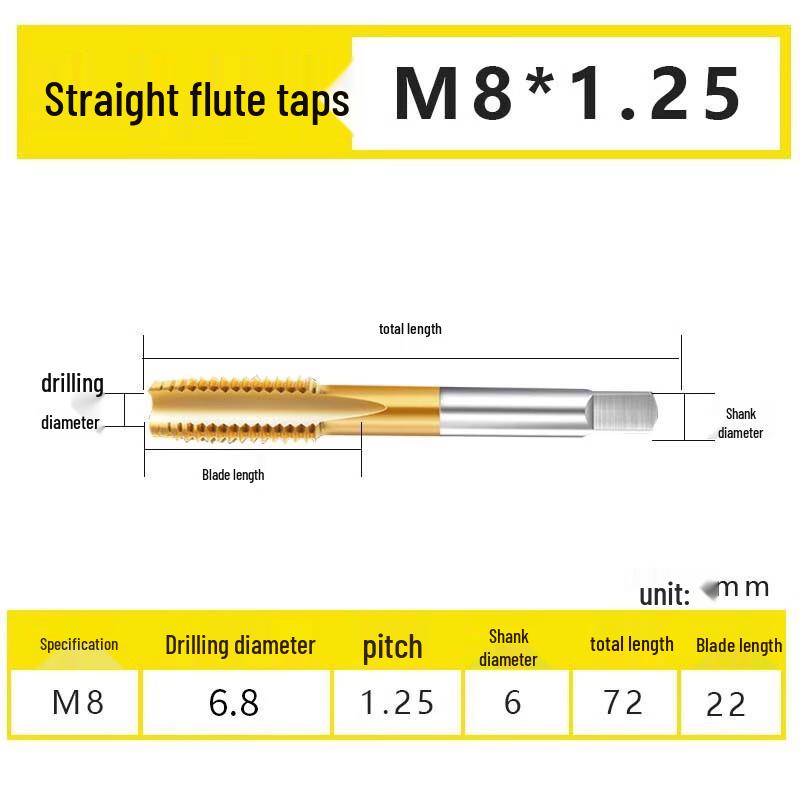 Songge Titanium Plated Straight Flute Machine Tap