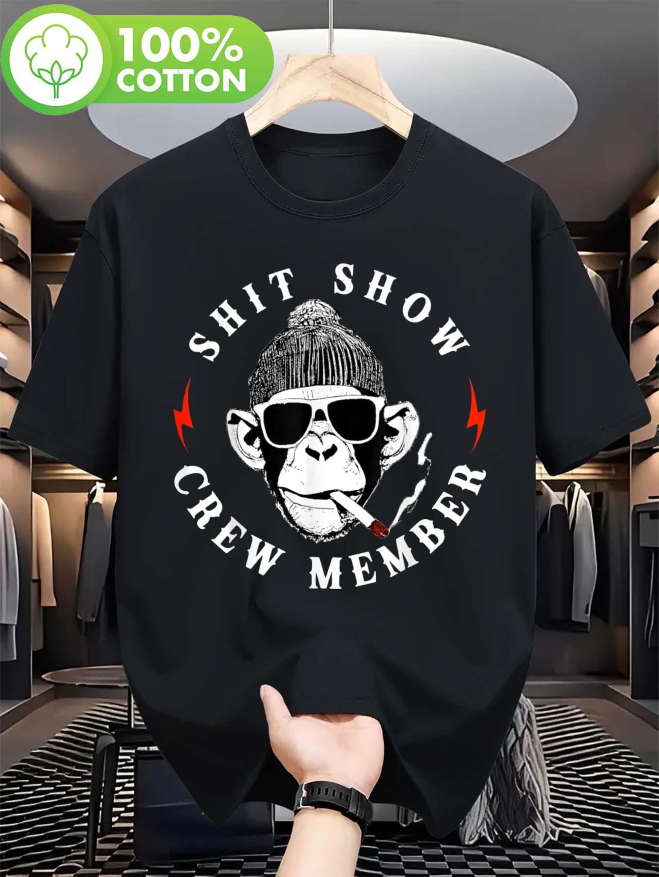 

Team Member of Garbage Show Monkey Retro T-shirt, Street Style Casual Summer T-shirt Couple T-shirt for Men and Women - Men... 5XL різнокольоровий