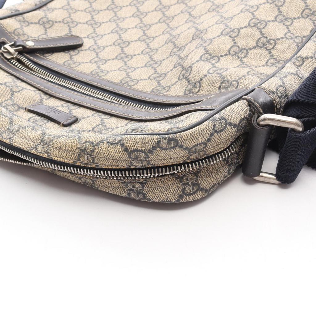 Used GUCCI GG Supreme Shoulder Bag 201448 PVC coated canvas leather Beige Navy Used Women
