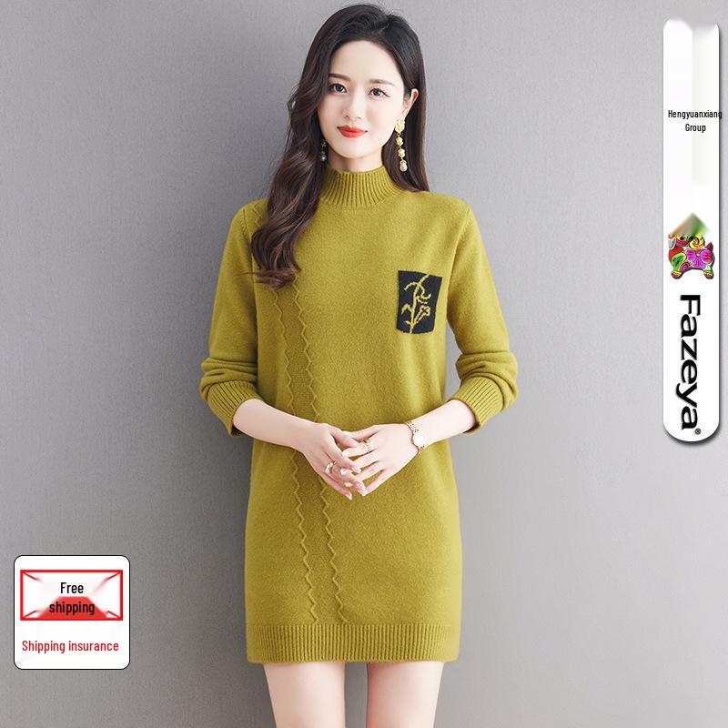 

New Hengyuanxiang Women s Mid-Length Loose Fit Cashmere Sweater - Autumn/Winter Fashion Extra Large [115]