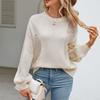 GMXIA Women's Fashion Casual Solid Color Print Autumn Winter Long Sleeve O-Neck Loose Sweaters