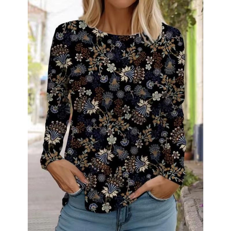 

3D-принт женские гавайские ретро-модные топы с длинным рукавом и круглым вырезом, повседневная футболка с длинным рукавом, дизайнер 5XL