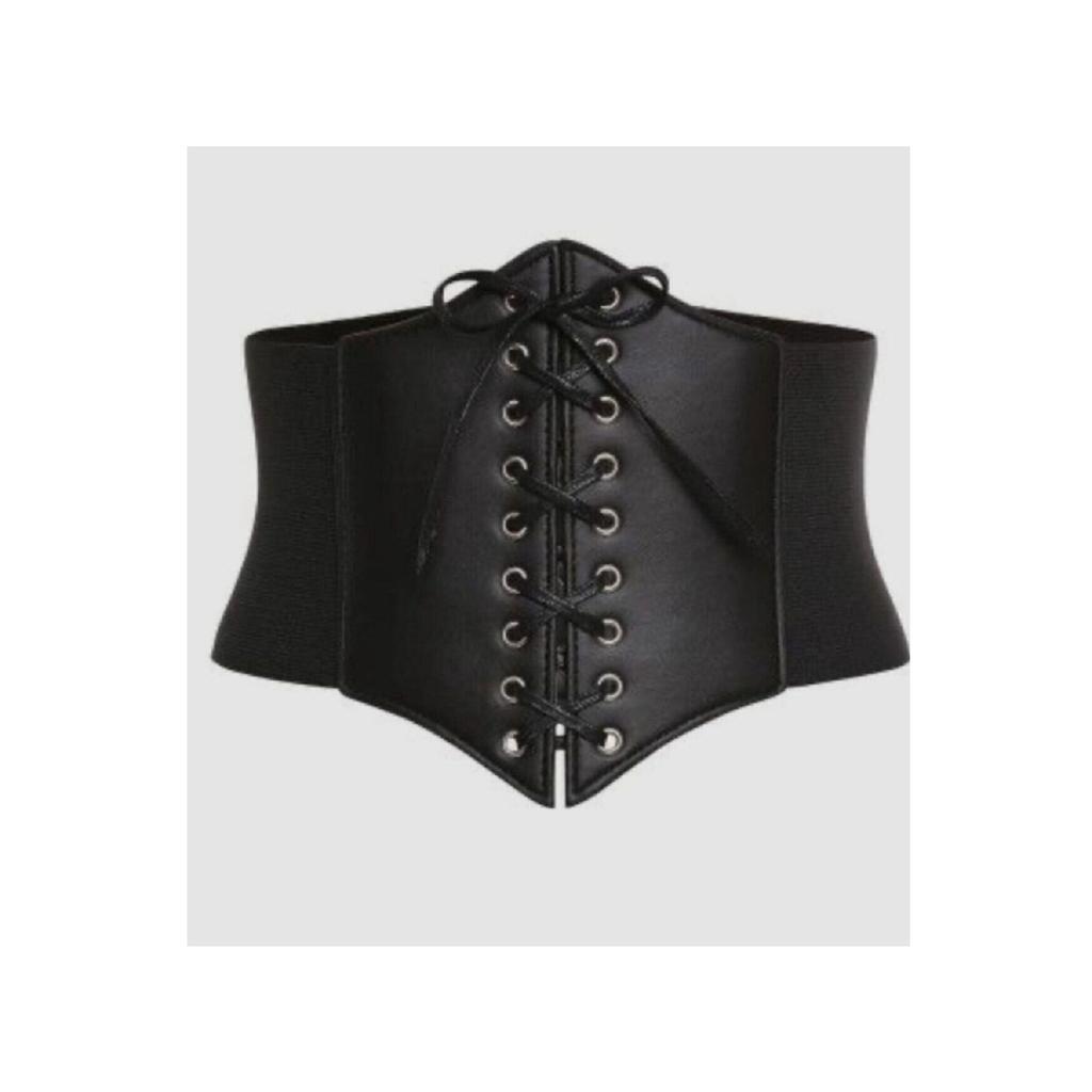 Lace-up Elastic Women's Black Corset Belt