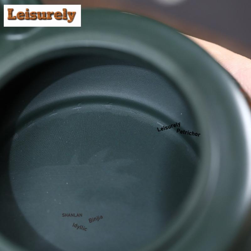 111ml Yixing Purple Clay Teapots Handmade Ruyi Pine Crane Pot Raw Ore Blackish Green Mud Kettle With Filter Zisha Tea Set Gift