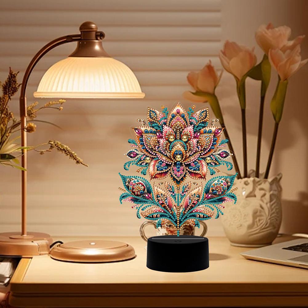 Blumen Tier Diamantmalerei Nachtlicht Acryl DIY Diamantmalerei Tischlampe für Schlafzimmer Wohnzimmer Heimbüro