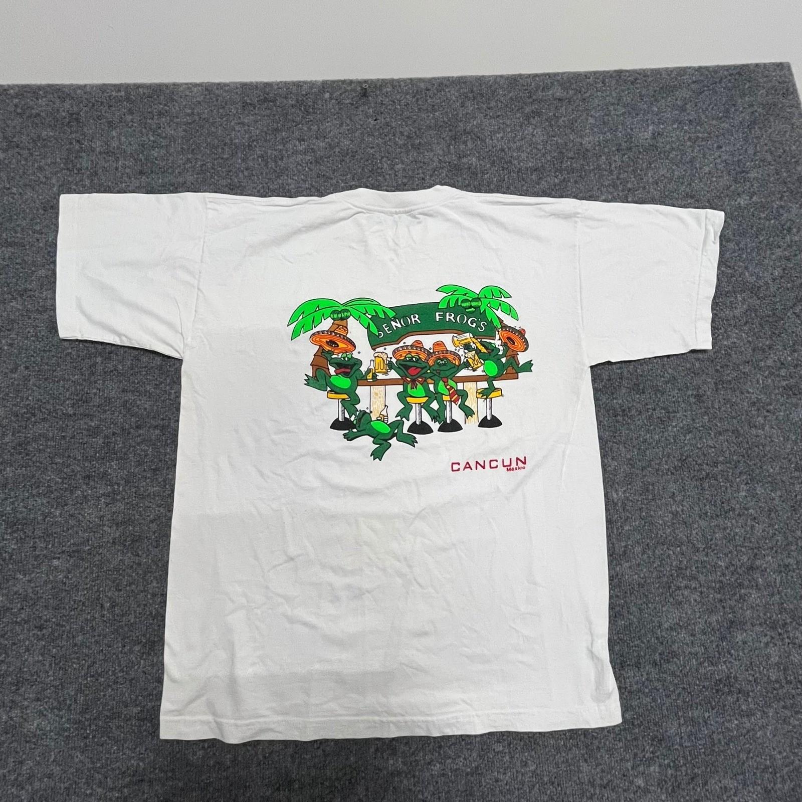 Senor Frogs T-Shirt Mens Size XL White Cancun Mexico Graphic Short Sleeve Cotton S