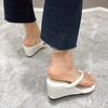 Mezzanine slippers women's 2025 new flip-flops heel seaside vacation fresh outer fashion sandals women's shoes