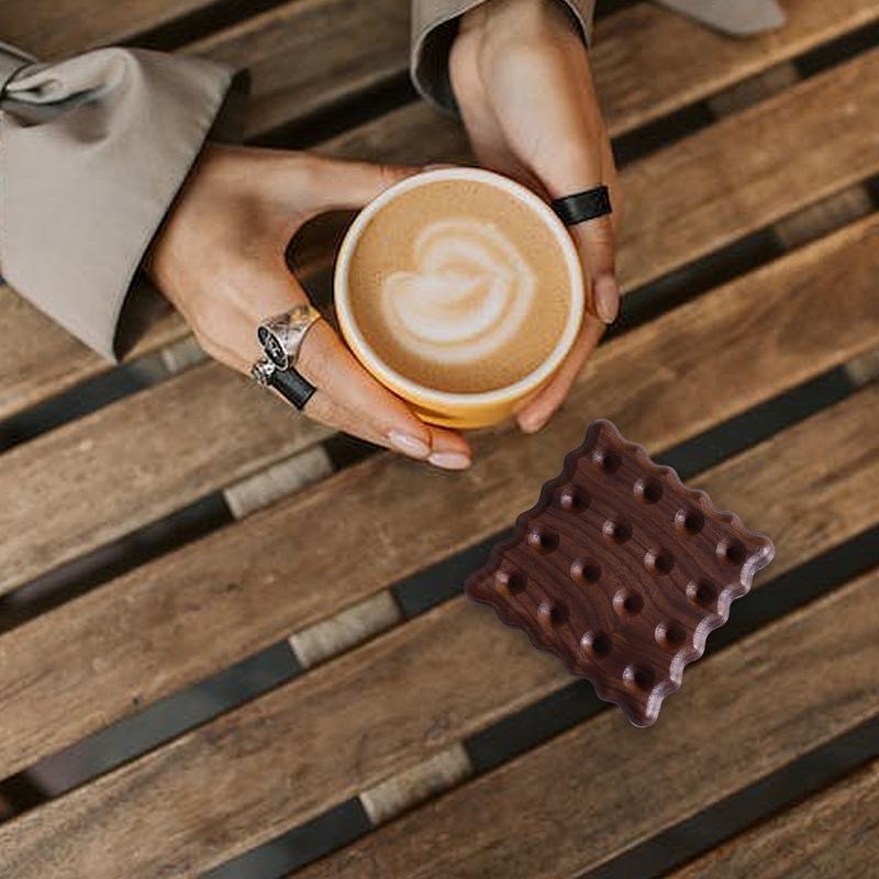 Drewniana podkładka pod kubek w kształcie ciastka, uroczy uchwyt na napoje pod kubek do herbaty, kawy, dekoracja zastawy stołowej, trwała dekoracja kuchenna, domowy podkładka