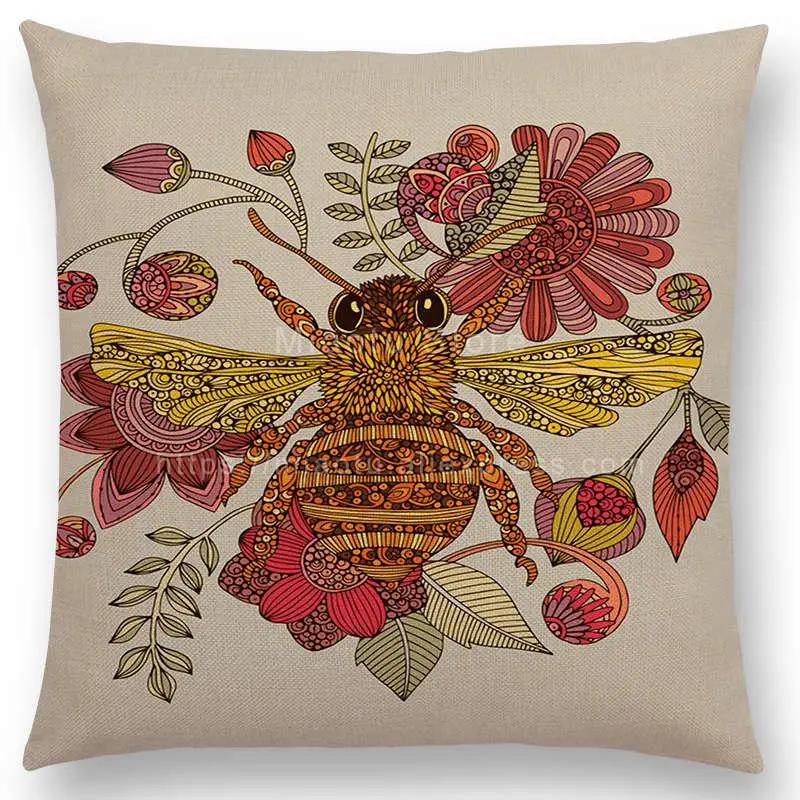 

Hinduism Style Cushion Cover Mandalas Floral Animals Flower Deer Elephant Whale Bee Pig Pangolin Squirrel Frog Sofa Pillow Case 30x30cm золотистий