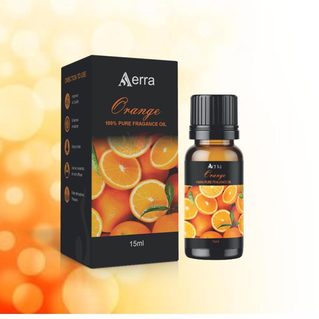 Aerra Lemongrass & Orange Fragrance Oil Combo, 2x15ml, Puja, Wedding, Diffuser, Candle Making, Festive Gift